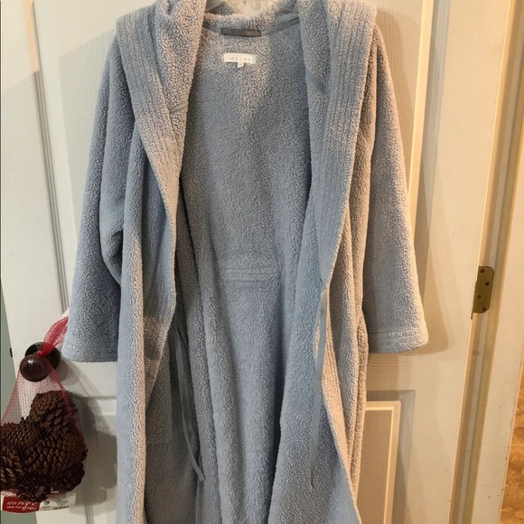 IRelax Unisex Light Blue Hooded Robe Sz Lg - Picture 10 of 11
